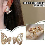 Pearl Zirconia Double Sided Butterfly Stud Earrings