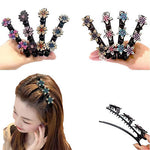 Assorted design Three Flower Side Hair Clip ( Pack of 4 )